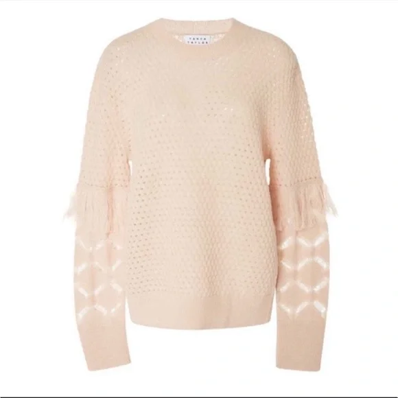 TANYA TAYLOR - Naomi Fringe Sweater Cream, M